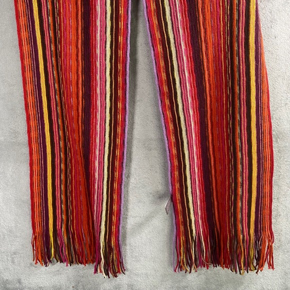 J. Jill Scarf Fringe Rainbow Striped Knit Outerwear Boho Chic Cozy Warm Winter - Picture 4 of 7